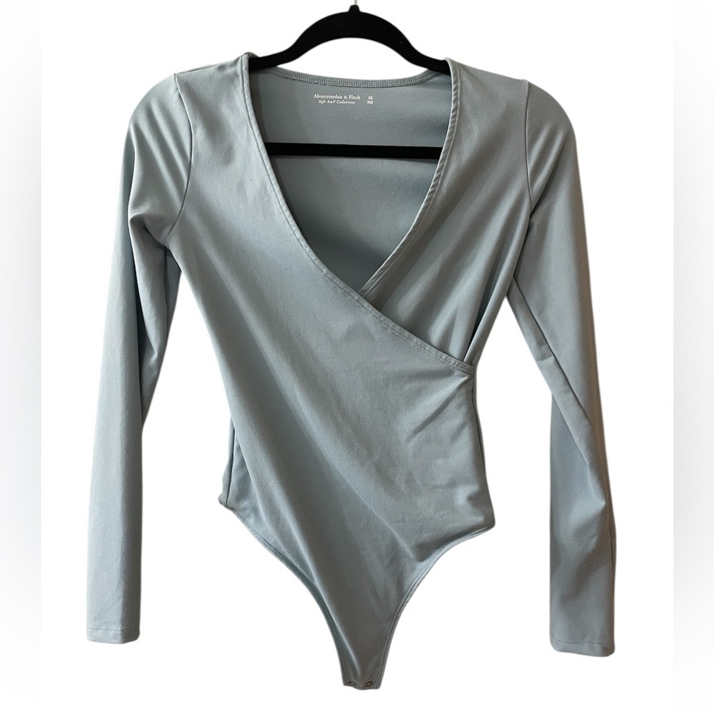 Abercrombie & Fitch A&F Soft Collection Long Sleeve Wrap Body Suit Slate Gray XS